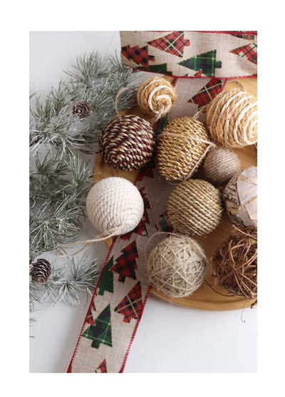 Esferas Navideñas Decorativas de Rafia y Corteza Natural - Image 29