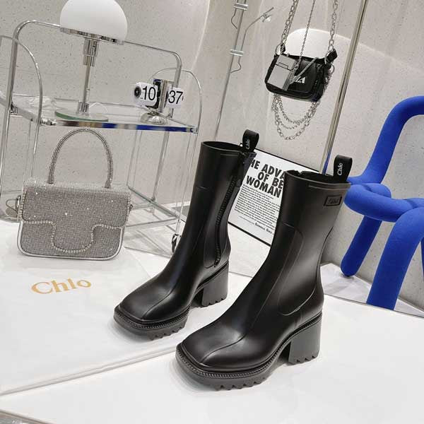 Botas Cortas Impermeables con Tacón Alto y Suela Antideslizante