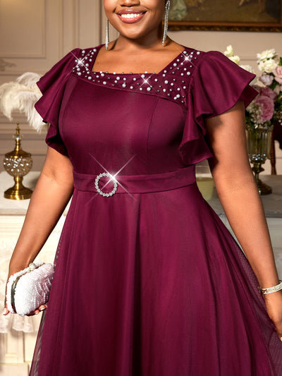 Vestido de Fiesta Elegante con Mangas Mariposa y Volantes para Bodas - Image 13