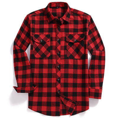 Camisa de Franela Cuadriculada Casual para Hombre con Bolsillos de Pecho - Image 4