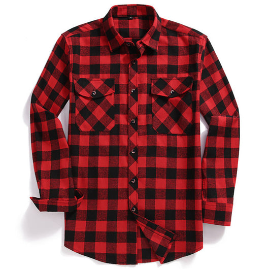 Camisa de Franela Cuadriculada Casual para Hombre con Bolsillos de Pecho - Image 4