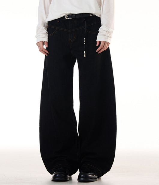 Jeans Ajustados Minimalistas Estilo Americano con Costuras Visibles de Diseñador - Image 3