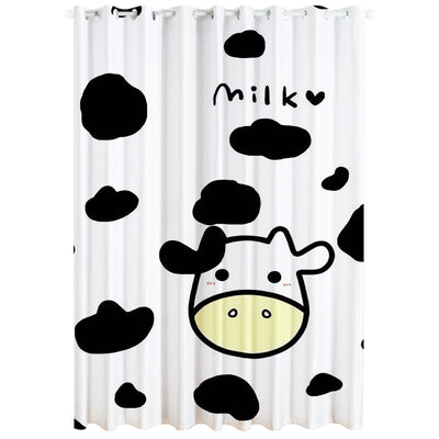 White curtain with a repeating pattern of black outline cartoon faces, featuring grommet top for easy hanging. - Image 18