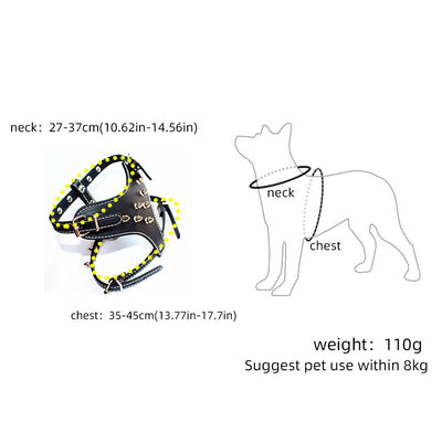 Arnés de Cuero con Tachuelas para Perros Pequeños - Chaleco Protector Negro - Image 19