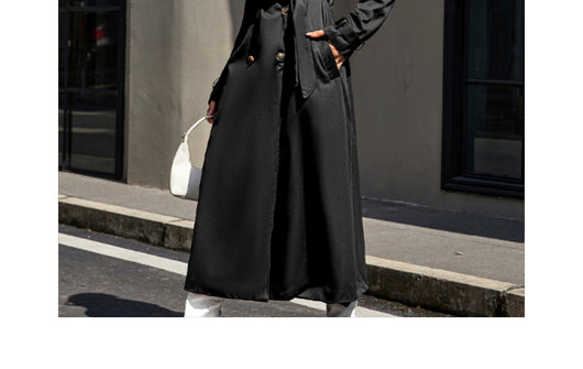 Abrigo Negro Elegante de Solapas Anchas con Cintura Ajustable - Image 12