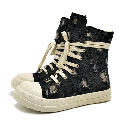 Zapatillas Canvas Denim Rotos - Estilo Casual Desenfadado - Image 4