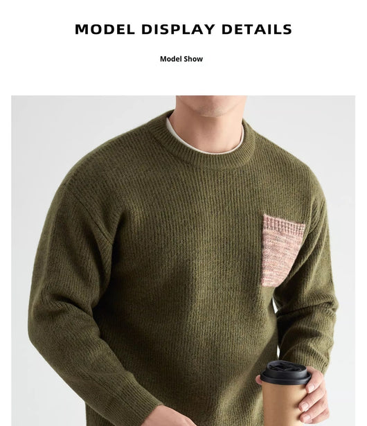 Suéter Tejido Grueso Cuello Redondo para Hombre - Image 13