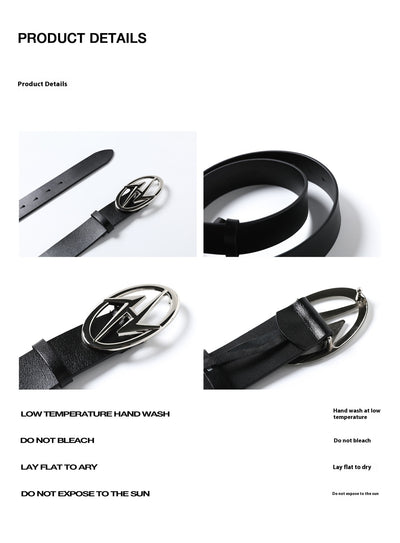 Cinturón de Cuero Doble Capa con Hebilla Metal Artesanal - Image 5