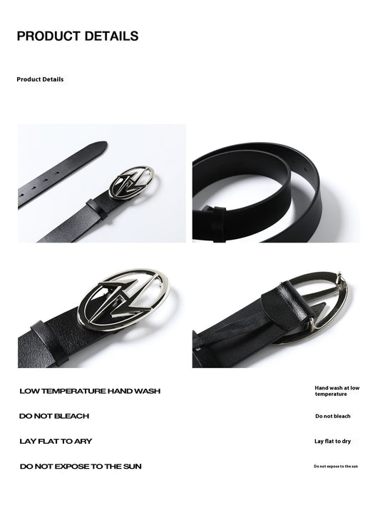 Cinturón de Cuero Doble Capa con Hebilla Metal Artesanal - Image 5