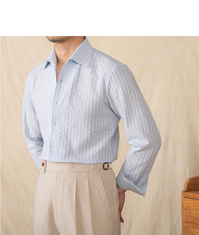 Camisa Casual de Algodón Seersucker Manga Larga Cuello Clásico - Image 21