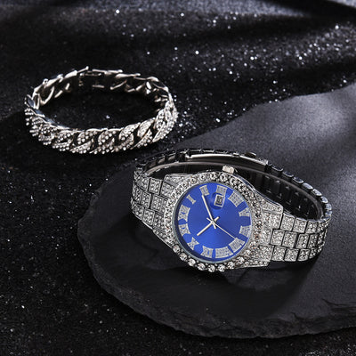 Reloj de Cuarzo con Banda de Acero y Diamantes Completos con Calendario - Image 15