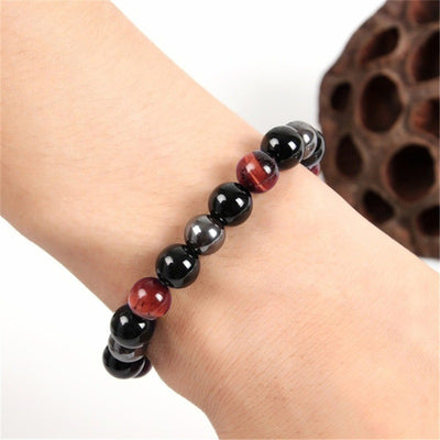 Pulsera de Piedras Tricolor con Ojo de Tigre y Mineral de Hierro - Image 8