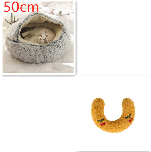 Cama 2 en 1 para Perros y Gatos - Cama Cálida de Felpa Suave Tipo Casa - Image 111