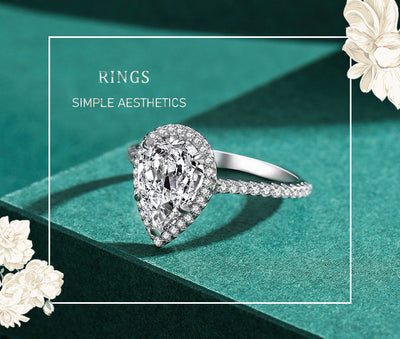Anillo de Plata 925 con Diamante Simulado Tipo Huevo de Paloma