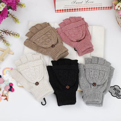 Guantes Tejidos Coreanos de Invierno - Cinco Dedos Semiabiertos para Estudiantes - Image 6