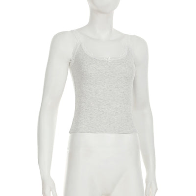 Chaleco Ajustado con Lazo de Encaje Dulce y Picante - Estilo Urbano Cuello en U - Image 7