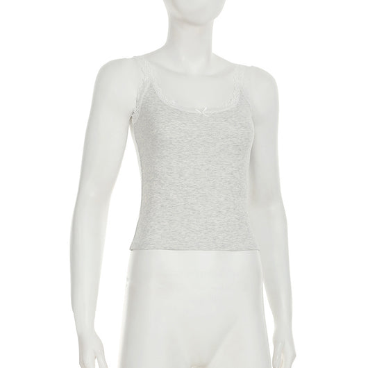 Chaleco Ajustado con Lazo de Encaje Dulce y Picante - Estilo Urbano Cuello en U - Image 7