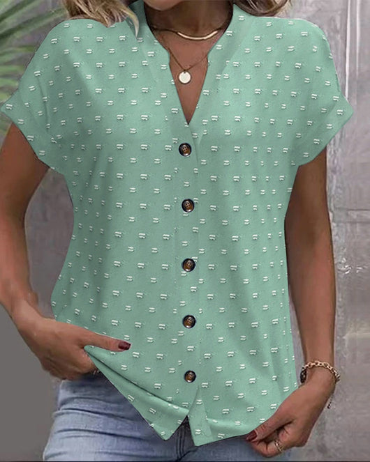 Camisa Casual de Escote V y Manga Corta con Textura Jacquard - Image 17