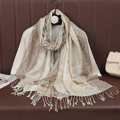 Chal Jacquard con Flecos - Protección Solar y Transpirabilidad - Image 2