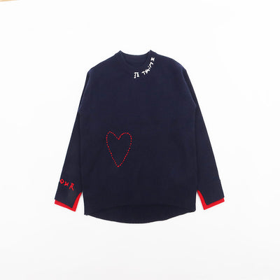 Suéter Tejido a Mano con Cuello Redondo y Mangas Combinadas - Diseño Love - Image 6