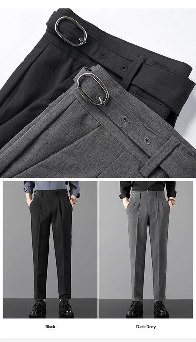 Pantalones Slim Fit de Corte Recto Estilo Británico para Hombre - Image 18