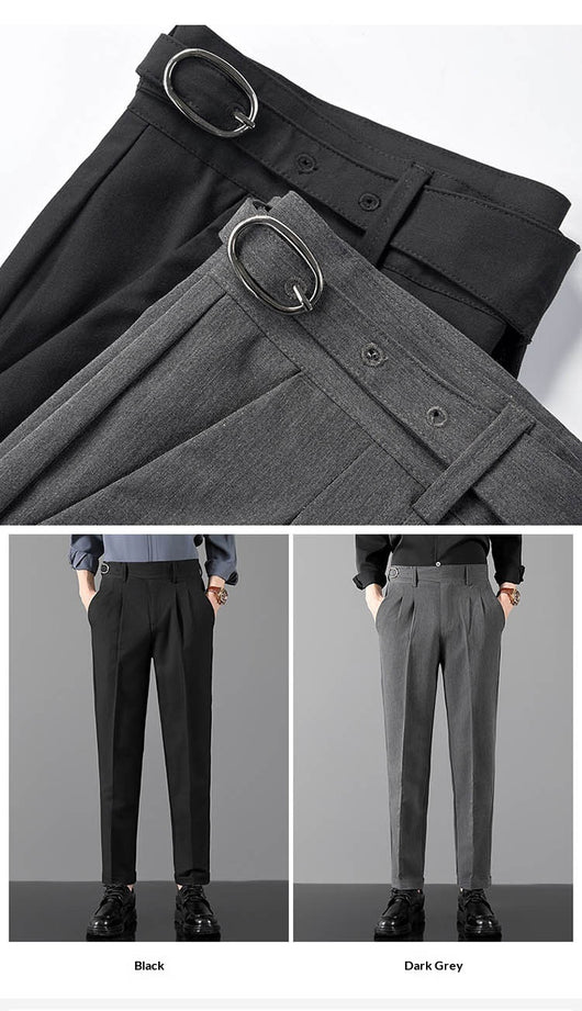 Pantalones Slim Fit de Corte Recto Estilo Británico para Hombre - Image 18
