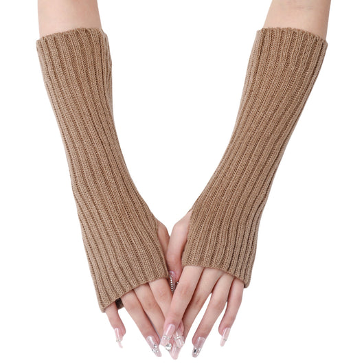 Guantes Largos Rayados de Lana para Otoño e Invierno - Mangas Calentadoras sin Dedos - Image 5
