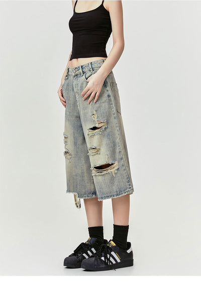 Pantalones Cortos Punk Rock Retro Americano Destructurados - Image 10