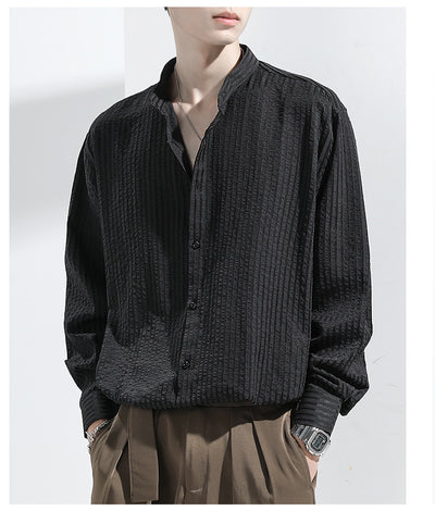 Camisa Casual Negra Texturizada Anti-Arrugas para Hombre - Image 9