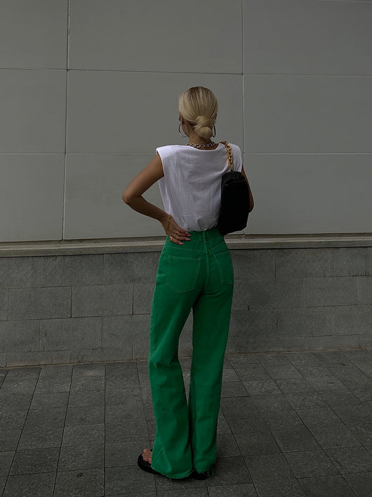 Jeans Rojos de Cintura Alta y Pierna Recta Ancha para Mujer - Image 10