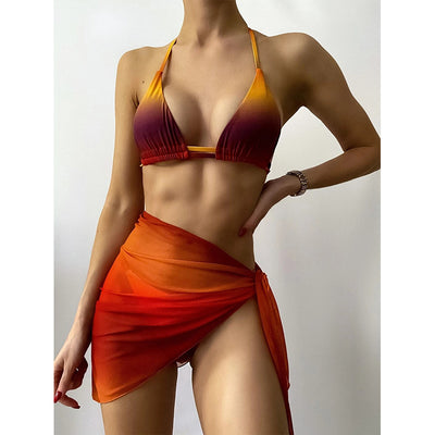 Traje de Baño Degradado de Tres Piezas Sexy - Image 3