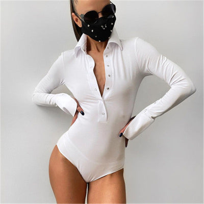 Body Ajustado Elegante con Solapa y Botones para Mujer - Image 2