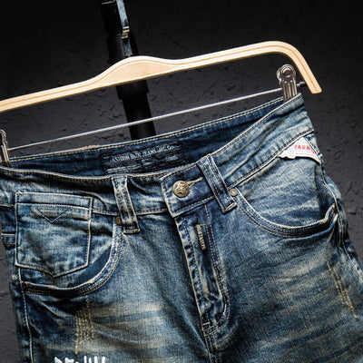 Pantalones Cortos Denim Rotos Hombre Estilo Coreano Cintura Recta - Image 9