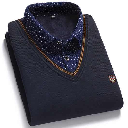 Suéter para Hombre con Cuello Falso de Dos Piezas - Image 4