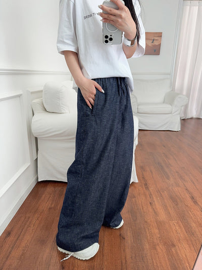 Pantalones Vaqueros Anchos con Cintura Elástica y Cordón Ajustable - Image 29