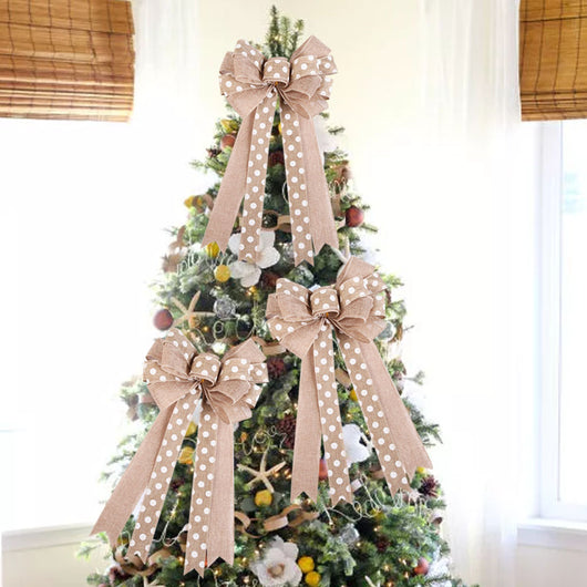 Adorno Navideño de Lino Beige con Lazo - Image 3