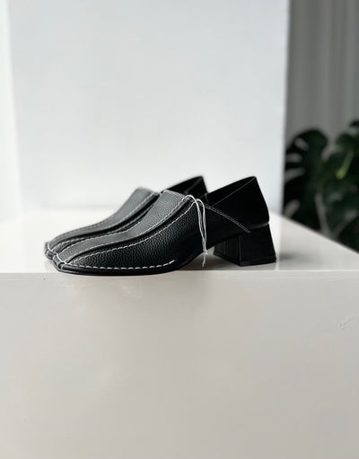 Zapato Retro Cuadrado Mujer Cuero Genuino Tacón Medio Grueso - Image 20