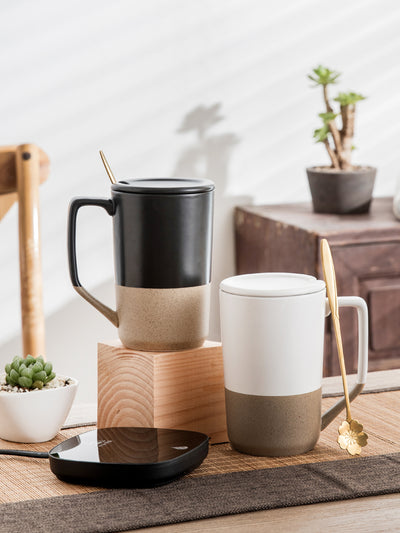 Taza Cerámica Retro Japonesa Grande con Tapa y Cuchara - Image 12