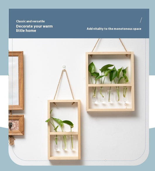 Jarrón Hidropónico de Madera y Vidrio - Decoración Retro para Dormitorio y Sala - Image 11