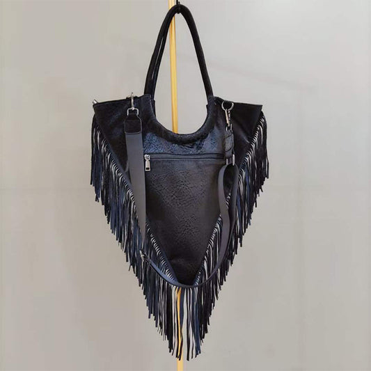 Bolsa Mensajera Triangular con Remaches y Flecos - Estilo Personalidad - Image 2