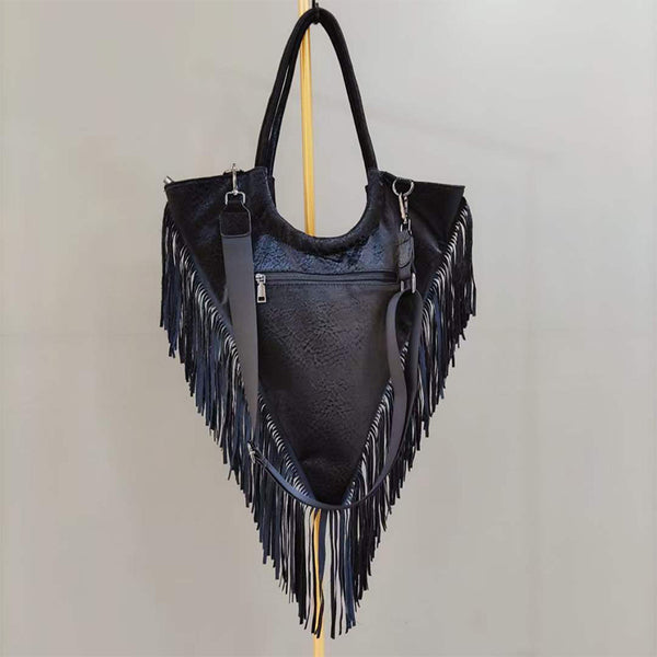 Bolsa Mensajera Triangular con Remaches y Flecos - Estilo Personalidad