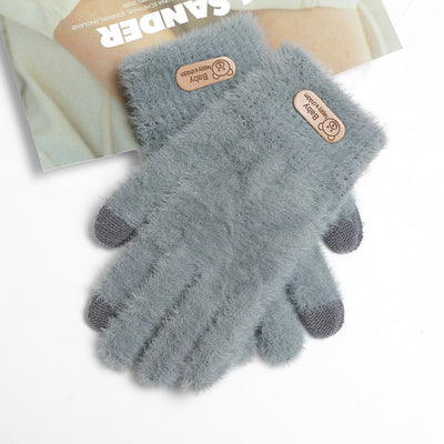 Guantes Tejidos de Invierno con Contraste de Colores y Forro Polar para Mujer - Image 24