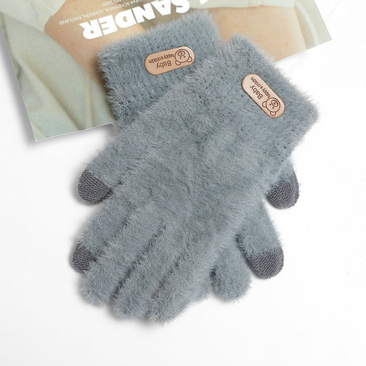 Guantes Tejidos de Invierno con Contraste de Colores y Forro Polar para Mujer - Image 24