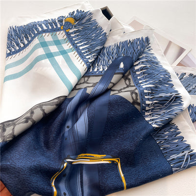 Pañuelo de Seda Lujo Bloques de Color Estampado Twill Grande - Image 7