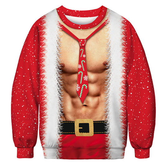 Sudadera Navideña Papá Noel 3D Manga Larga Cuello Redondo Oversize - Image 4