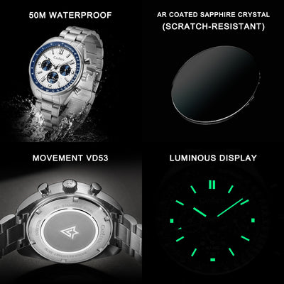 Reloj de Cuarzo Multifunción Tres Esferas Resistente al Agua para Hombre - Image 3