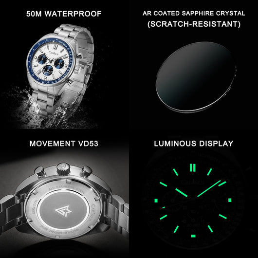 Reloj de Cuarzo Multifunción Tres Esferas Resistente al Agua para Hombre - Image 3