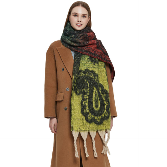 Bufanda Jacquard Paisley con Flecos Gruesos - Image 2