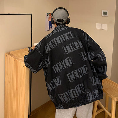 Chaqueta Hip Hop Urbana con Estampado de Letras para Hombre - Image 3