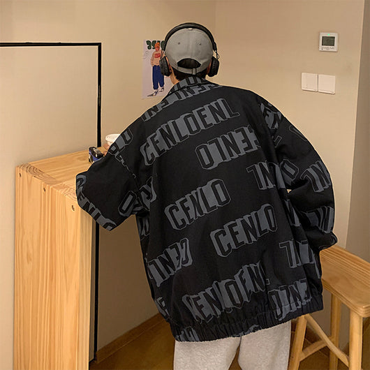 Chaqueta Hip Hop Urbana con Estampado de Letras para Hombre - Image 3